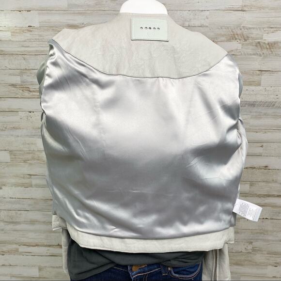 BlankNYC Moto Faux Leather Jacket Womens Size M Gray Lacing Fringe Zip Front - Picture 12 of 16